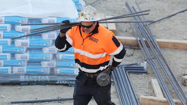 ADELAIDE, AUSTRALIA - NewsWire Photos May 10 2024: Construction workers on a building site in Gouger Street, central Adelaide. NCA NewsWire / David Mariuz