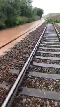 Flooding and Landslips Seen on Line Where Scottish Train Derailed