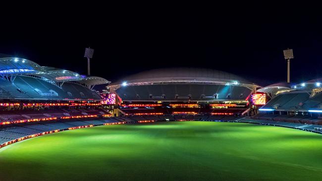 Adelaide Oval’s has unveiled a new light and sound display. Picture: Supplied