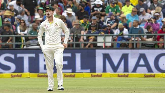 Cameron Bancroft has found himself in hot water after intentionally illegally changing the condition of the match ball in the third test between Australia and South Africa in Cape Town. Picture: Halden Krog/AAP Photos