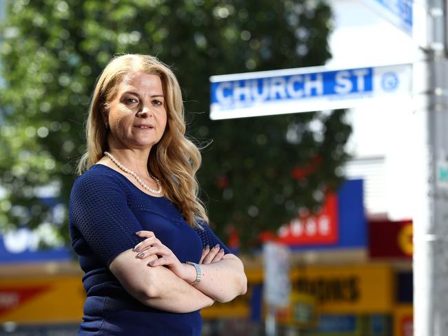 Councillor Angela Vithoulkas has seen what she calls “devastation” after the George St light rail construction. Picture: Justin Sanson