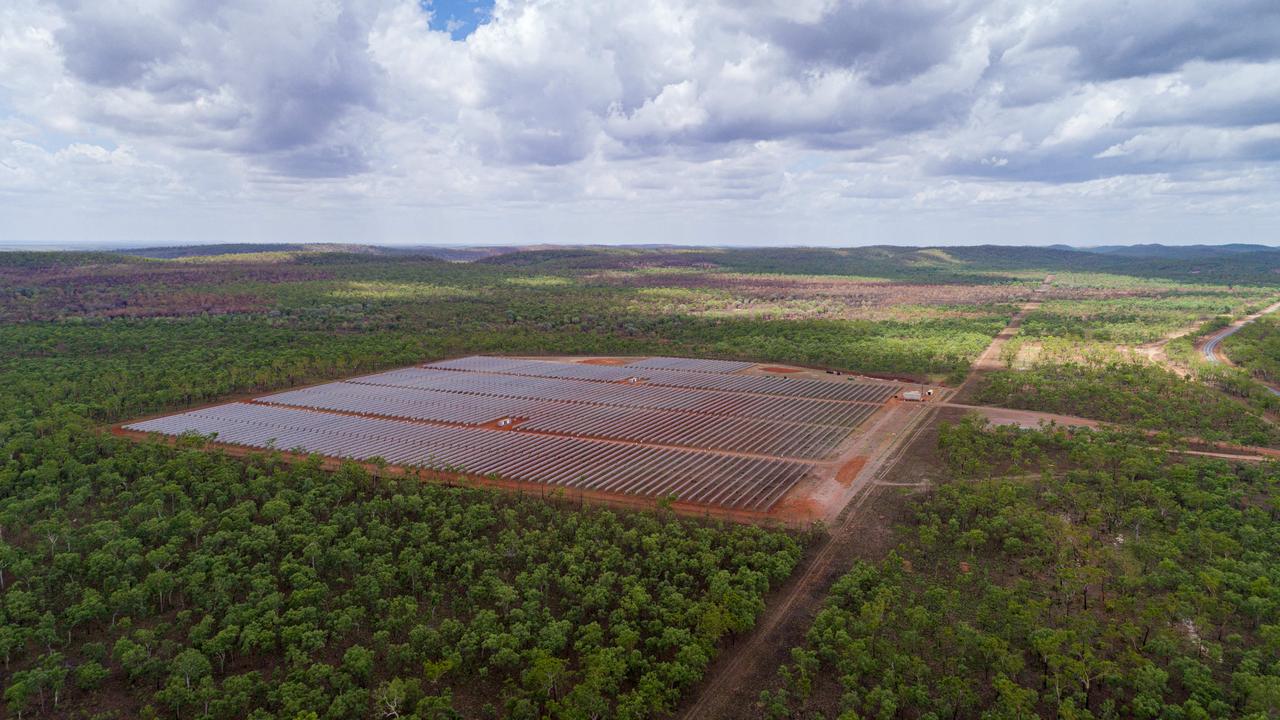 The Manton Dam solar farm project. Picture: Che Chorley