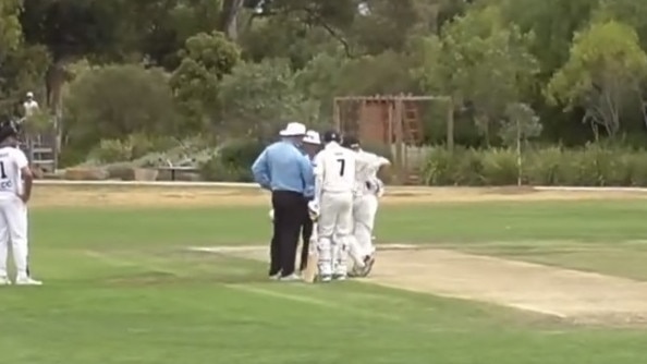 Umpires check with the Sunshine United batsmen.