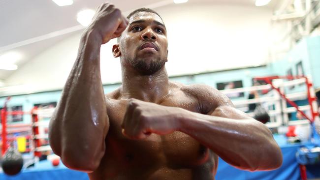 Anthony Joshua during a media workout.