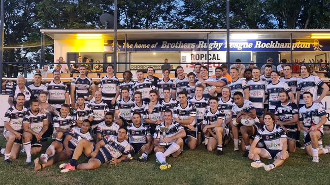 Gladstone Brothers and Rockhampton Brothers players after their annual pre-season trial, in which they play for the Denis White/Paul Smith Cup.