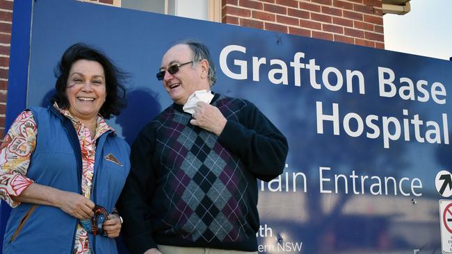 Registered nurse Deborah Monaghan with anaesthetist and fellow NNSWLHD Board member Dr Allan Tyson outside Grafton Base Hospital.