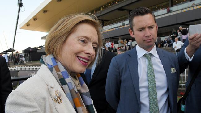 Trainers Gai Waterhouse and Adrian Bott are seen after Just Thinkin' wins race 5, the Dulcify Stakes during the Sydney Markets Run To The Rose Day at Rosehill Racecourse in Sydney, Saturday, September 14, 2019.  (AAP Image/Simon Bullard) NO ARCHIVING, EDITORIAL USE ONLY