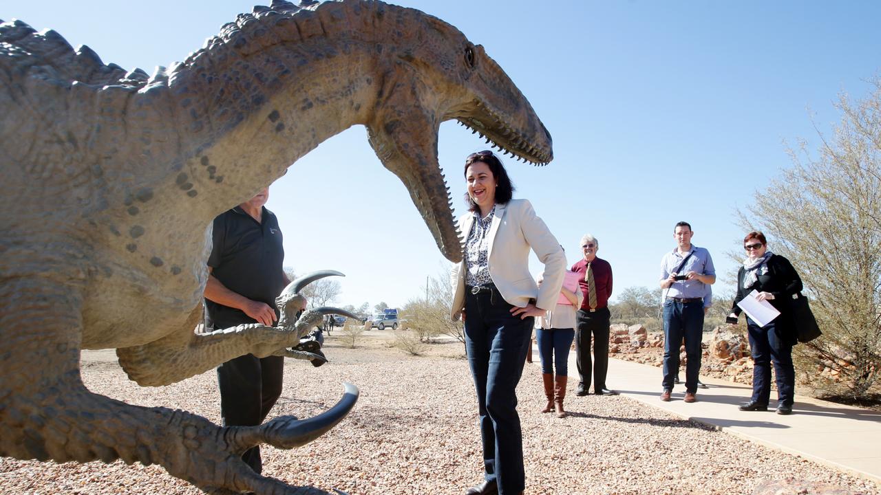 Premier Annastacia Palaszczuk visiting the Australian Age of Dinosaurs museum in Winton in 2015. Picture: Mark Calleja