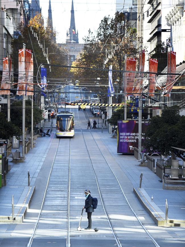 The Melbourne CBD on Wednesday. Picture: Andrew Henshaw