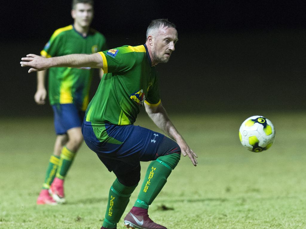 Steven Ward for Highfields against Stanthorpe United as Toowoomba Football League Premier Men 2020 competition is restarted at Highfields Sport Park, Saturday, July 11, 2020. Picture: Kevin Farmer