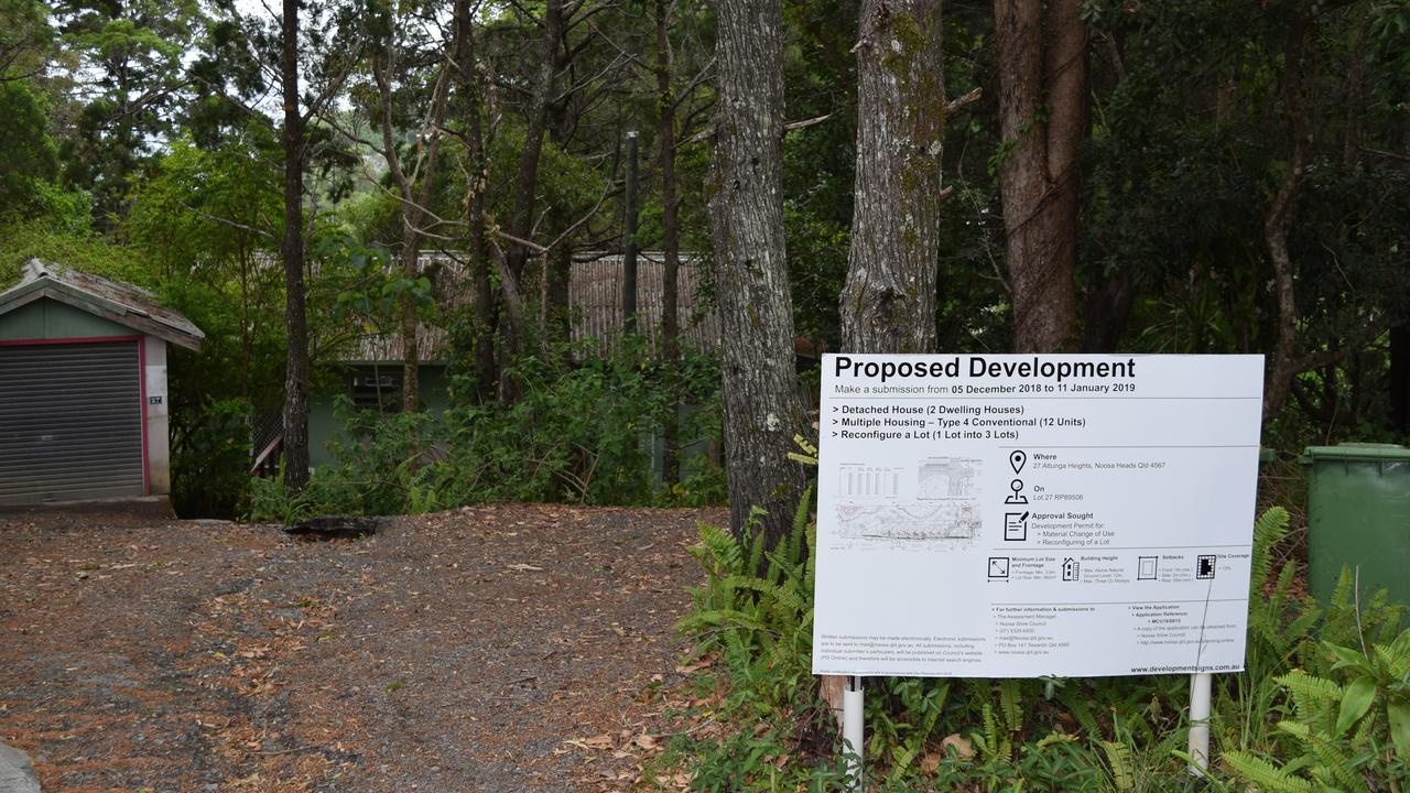 The street frontage of the development site on Noosa Hill.