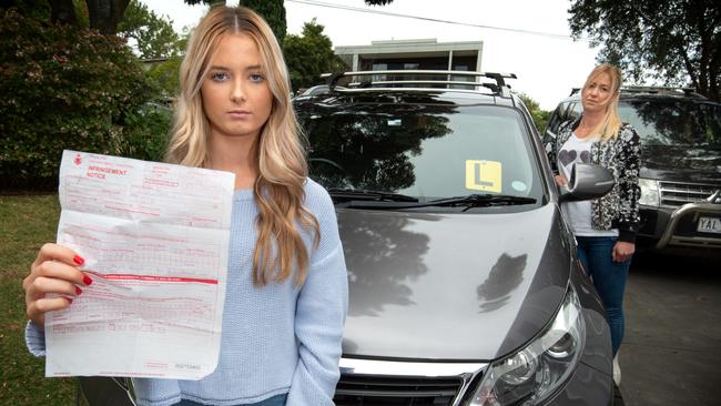 L-plate driver Hunter Reynolds was fined while on a driving lesson with her Mum Sheree Reynolds. Picture: Tony Gough