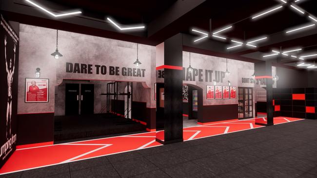 Iron Industry gym concept designs for the former Mars Bar site in Adelaide. Picture: SOKO Design Studio