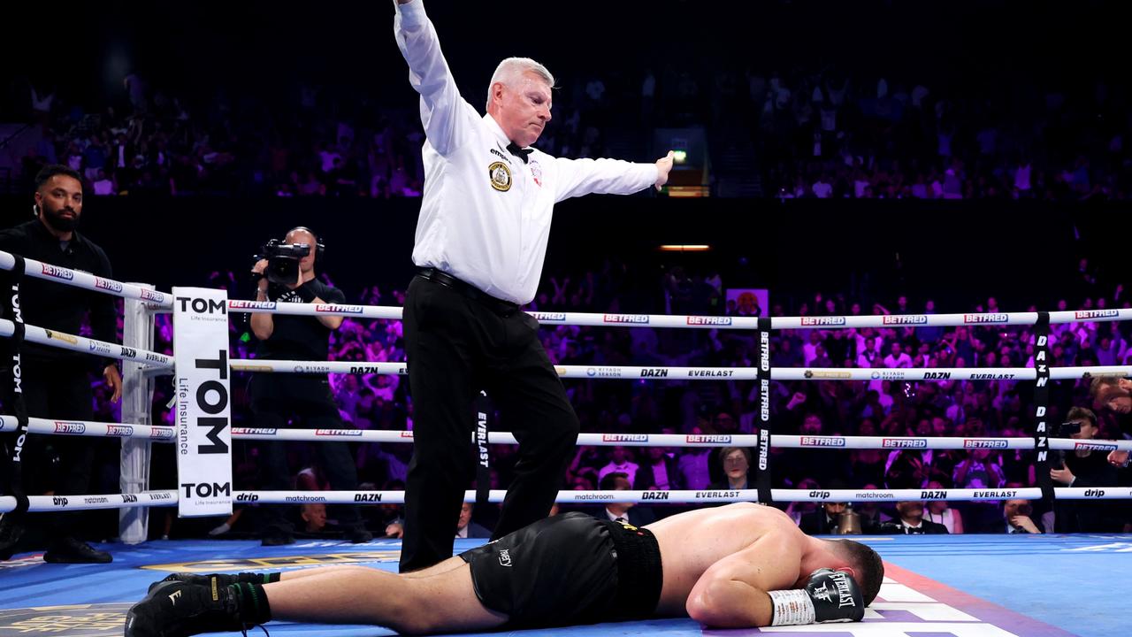 Fisher was out cold. (Photo by Richard Pelham/Getty Images)