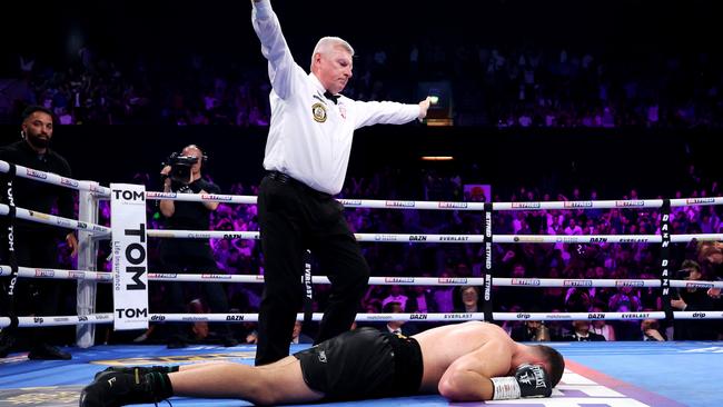 Fisher was out cold. (Photo by Richard Pelham/Getty Images)