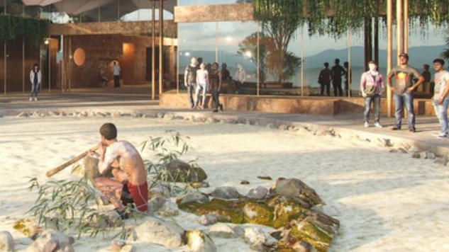 An indicative image of what an Aboriginal cultural centre may look like in the proposed 'Lizard Rock' development at Belrose on 71ha of land owned by the Metropolitan Local Aboriginal Land Council. Picture: Cox Architecture