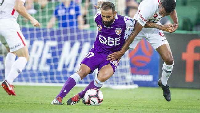 Diego Castro’s participation in tonight’s A-League clash against Adelaide is in doubt. Picture: AAP