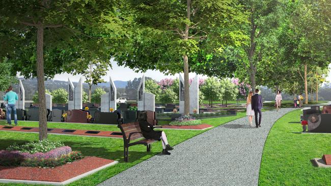 A digital rendering of the new section of Allambe Memorial Park. Photo: InvoCare