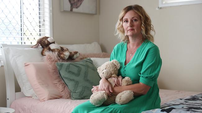 Bray Park mum Kellie Postle sits in Alyssa’s bedroom. Picture: Tara Croser.