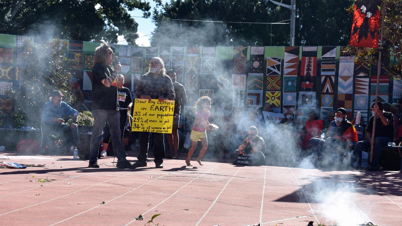 Gilbert Laurin and Michael Baulderstone from Nimbin spoke at the Black Lives Matter protest in Lismore.