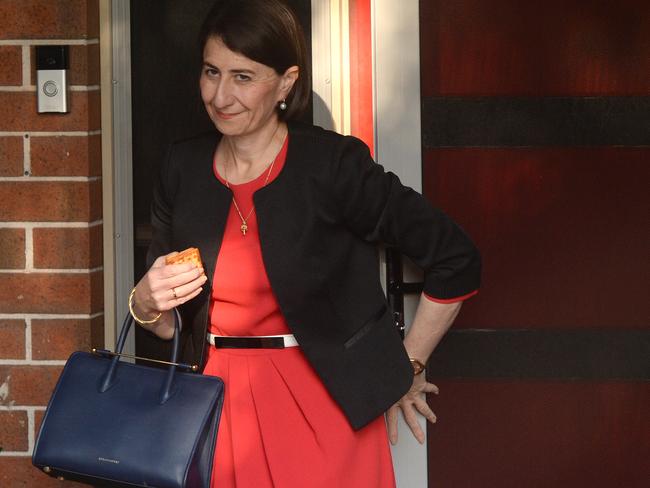 Premier Gladys Berejiklian leaves her home yesterday ahead of the second day of questioning of her former lover and former MP Daryl Maguire at ICAC. Picture: Jeremy Piper