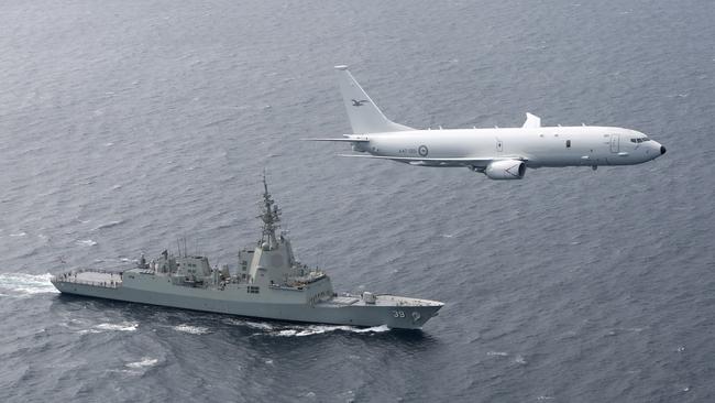 A Chinese fighter jet dropped flares on an Australia P-8A Poseidon surveillance aircraft. Picture: NewsWire / Australian Defence Force