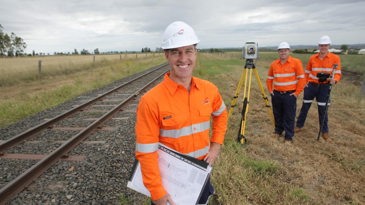 Jake Laing, Scott Schultz and Matthew work on the Inland Rail project.