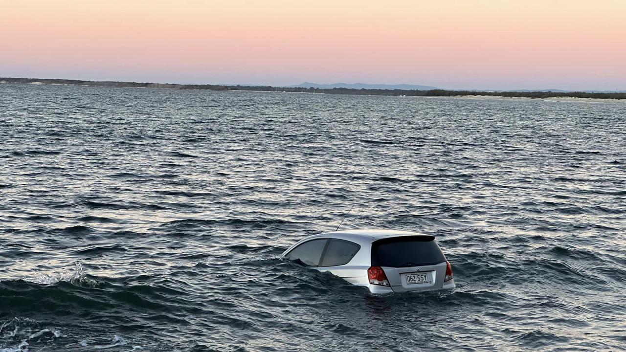 Car found in ocean at Caloundra. Picture – Facebook.