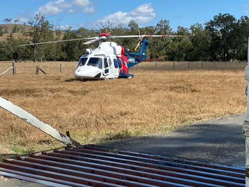 The toddler was flown to hospital in a serious but stable condition after the crash this morning.