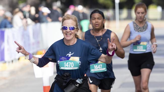 Tania Hoopmann finishes the Cadbury Half Marathon. Picture: Chris Kidd