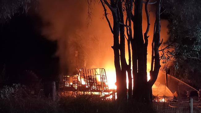 Photo showing the devastating fire at Runnymede, near Kingaroy, June 1, 2022.