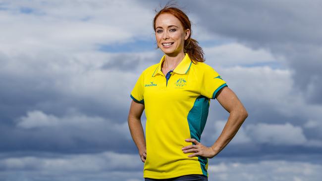 Charlotte McShane is one of the Australian Commonwealth Games triathlon team members, at the Broadwater Parklands on Friday.  Picture: Jerad Williams