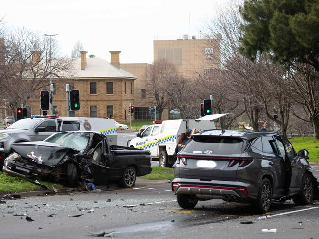 Scene of a fatal crash at the ABC roundabout in Hobart on Sunday 21st July 2024.Picture: Linda Higginson