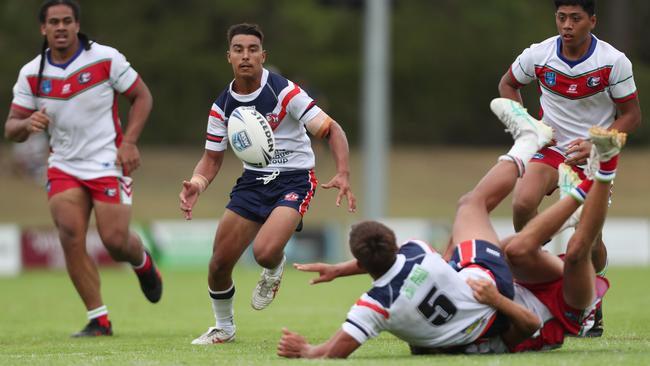 Brooklyn Rosemeyer in action for the Central Coast Roosters against the Monaro Colts in round one of the Laurie Daley Cup. Picture: Sue Graham