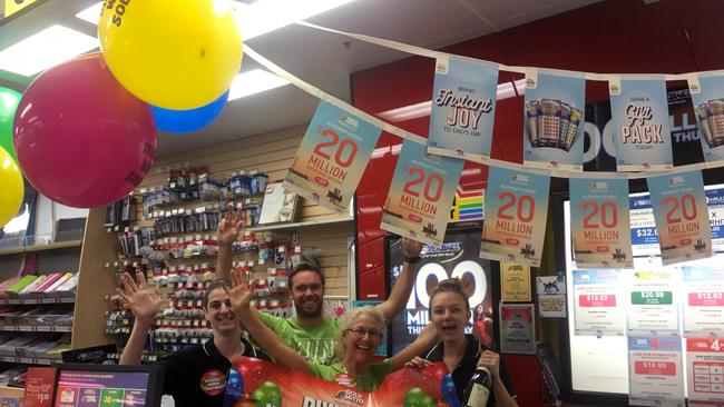 Nextra Earlville News staff celebrate a division-one Gold Lotto win in June 2020.