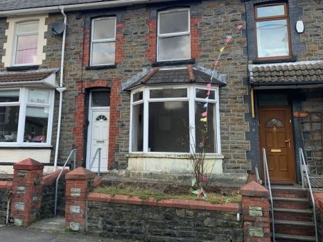 The terraced house looks to be fine from the outside Picture: Wales News Service/Australscope