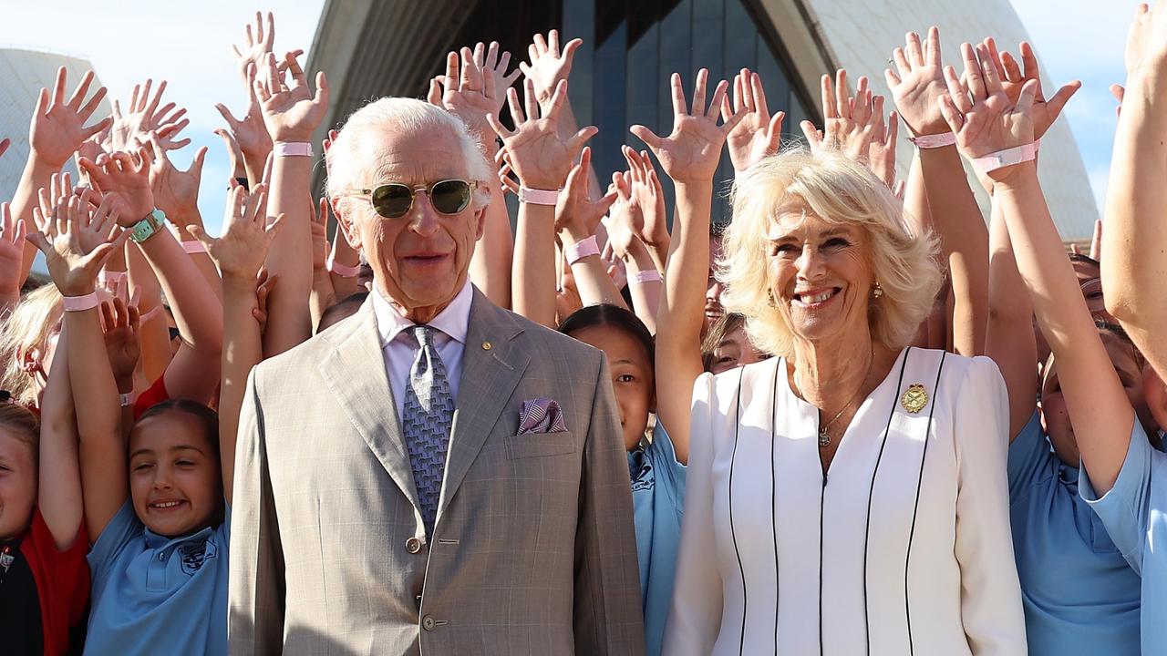 The Royal couple posed for a photo with school children. Picture: Chris Jackson/Getty Images