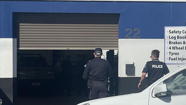 Emergency crews on scene at Wynnum workplace after a fall from a roof. Picture: Brayden Heslehurst