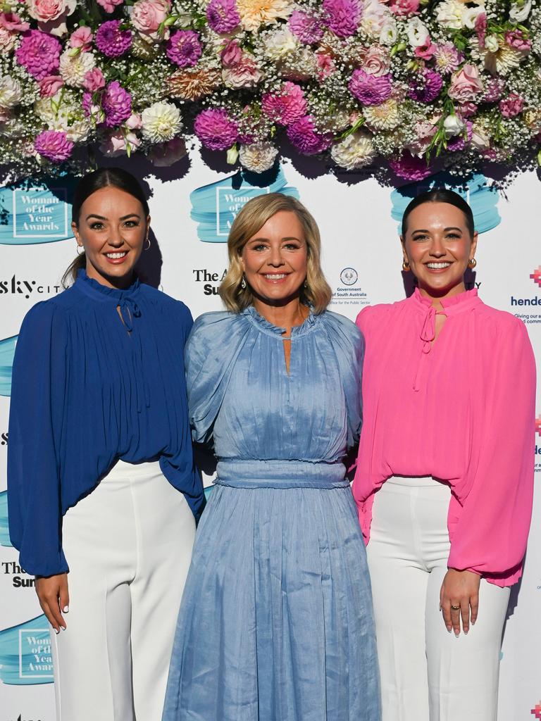 Alana Shepherdson, Jess Adamson and Sophie Hjortnaes at The Advertiser Sunday Mail, SkyCity 2023 Woman of the Year Awards. Picture: Naomi Jellicoe