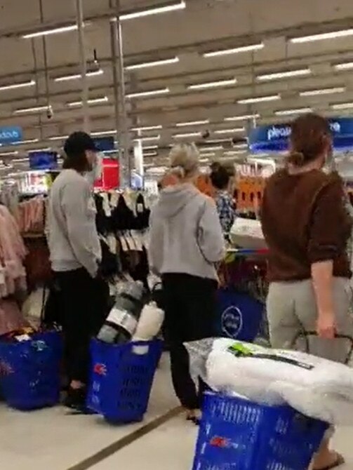 Crowds are seen at the check-outs at Kmart in Penrith after midnight. Picture: Twitter