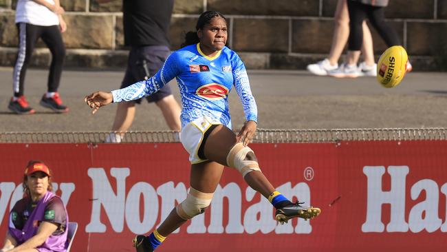 Ashanti Bush of the Suns kicks a goal during the round 10 AFLW match in 2022. Picture: Mark Evans/Getty Images via AFL Photos