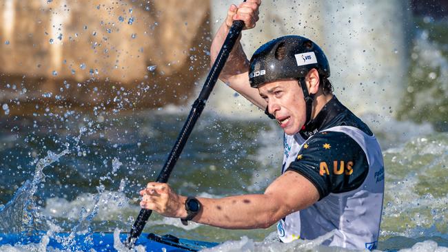 Young paddler Mark Crosbee in action. Picture: Supplied