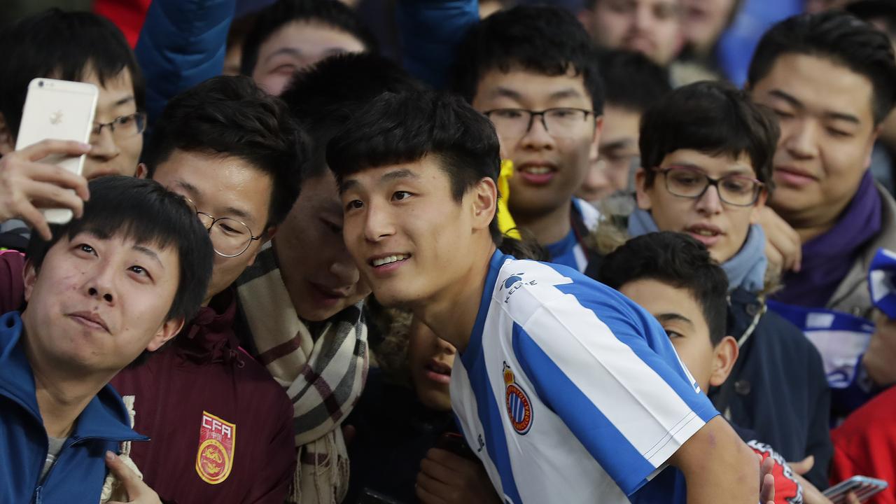 Newly signed Espanyol soccer player Wu Lei. (AP Photo/Manu Fernandez)