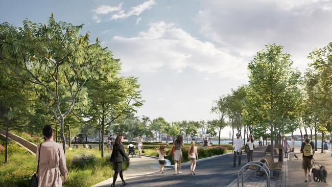 A first look at plans for Barangaroo’s new 1.85 hectare harbourside park. Picture: Supplied