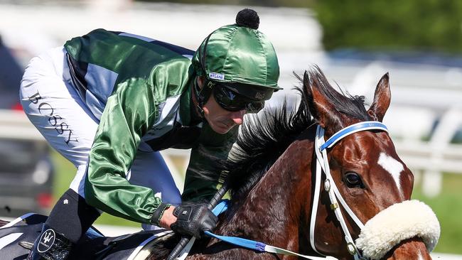 Zipping Classic Day at Caulfield Racecourse – Glen Boss aboard Spanish Mission on November 27, 2021. Photo by Michael Klein.