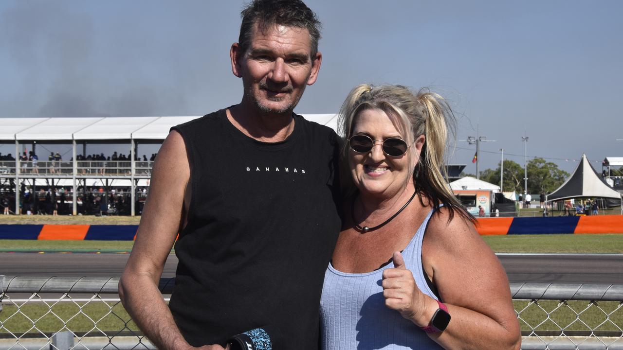 Wayne Martin and Mandi Young at the 2023 Darwin Supercars. Picture: Fia Walsh