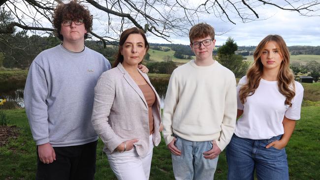 Melissa Reader, who founded the Violet Initiative to bring the realities of death out of the shadows, with children Leio (left), Orlando and Mya. Picture: John Feder