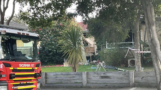 Toys could be seen in the front yard of an Oakleigh South house that was significantly damaged by fire on Monday. Picture: supplied