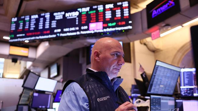 Traders work on the floor of the New York Stock Exchange. Picture: AFP