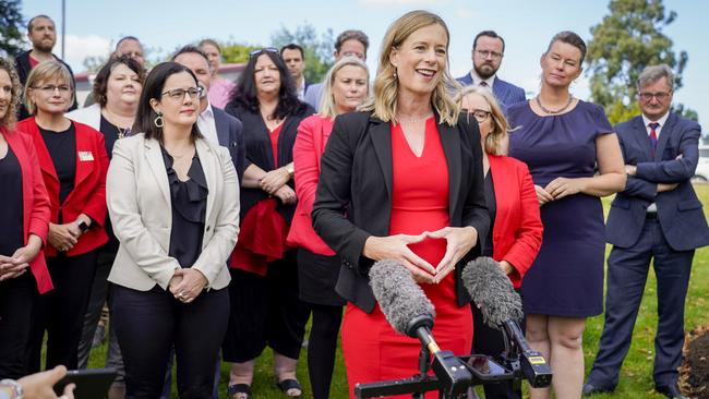 Rebecca White Labor leader announcing candidates for the state election in Launceston. Picture: Rob Burnett